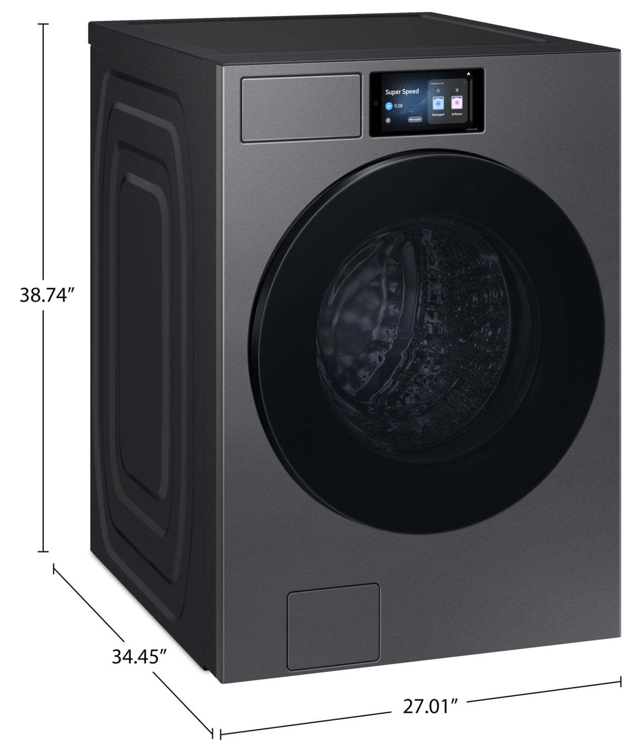 Samsung Bespoke 6.1 Cu. Ft. Laveuse à chargement frontal avec détection de tissu par IA – Acier foncé - WF90F53ADSA5 | Laveuse Bespoke de Samsung à chargement frontal de 6,1 pi3 avec détecteur de tissu par IA - acier foncé - WF90F53ADSA5