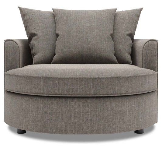 Fauteuil d’appoint enveloppant Sofa Lab personnalisable de 48 po fabriqué au Canada en tissu d’apparence lin - gris Luna Smoke | CUDD2391
