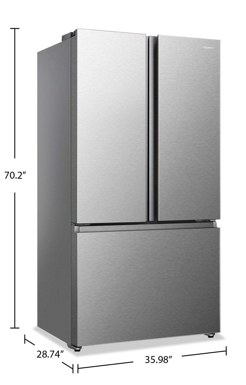 Réfrigérateur Hisense de 22,5 pi³ et de 36 po à portes françaises - acier inoxydable - RF225A3CSE | Hisense 36 22,5 Cu. Ft. French-Door Refrigerator - Stainless Steel - RF225A3CSE