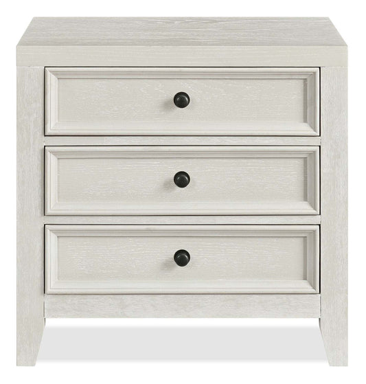 Casa Bedside 3-Drawer Nightstand with USB Port, 27W x 26.5H, Wood - White | Table de nuit Casa de 27 po (l) x 26,5 po (H) en bois à 3 tiroirs avec port USB - blanche