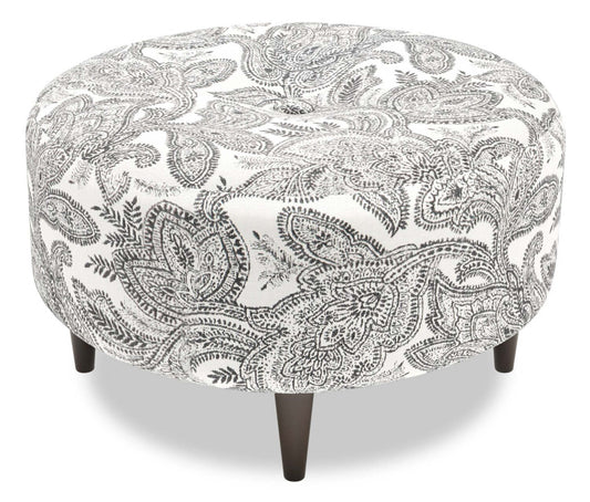Pouf The Curve 31 en tissu, motif dalmatien multicolore, fabriqué au Canada | CURV1150