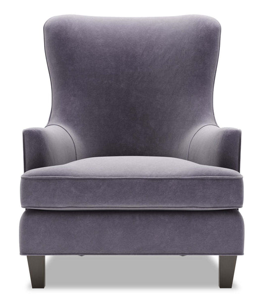 Fauteuil d'appoint à oreilles Sofa Lab personnalisable de 32 po en tissu de velours - gris Granite | Fauteuil d'appoint à oreilles Sofa Lab de 32 po fabriqué au Canada en tissu de velours - gris Granite | AILE3388