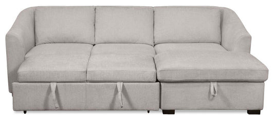 Envy 2-Piece Right-Facing Chenille Fabric Sleeper Sectional with Storage Chaise - Fog Grey | Canapé-lit sectionnel droit Envy 2 pièces en tissu de chenille avec chaise longue de rangement - gris brouillard