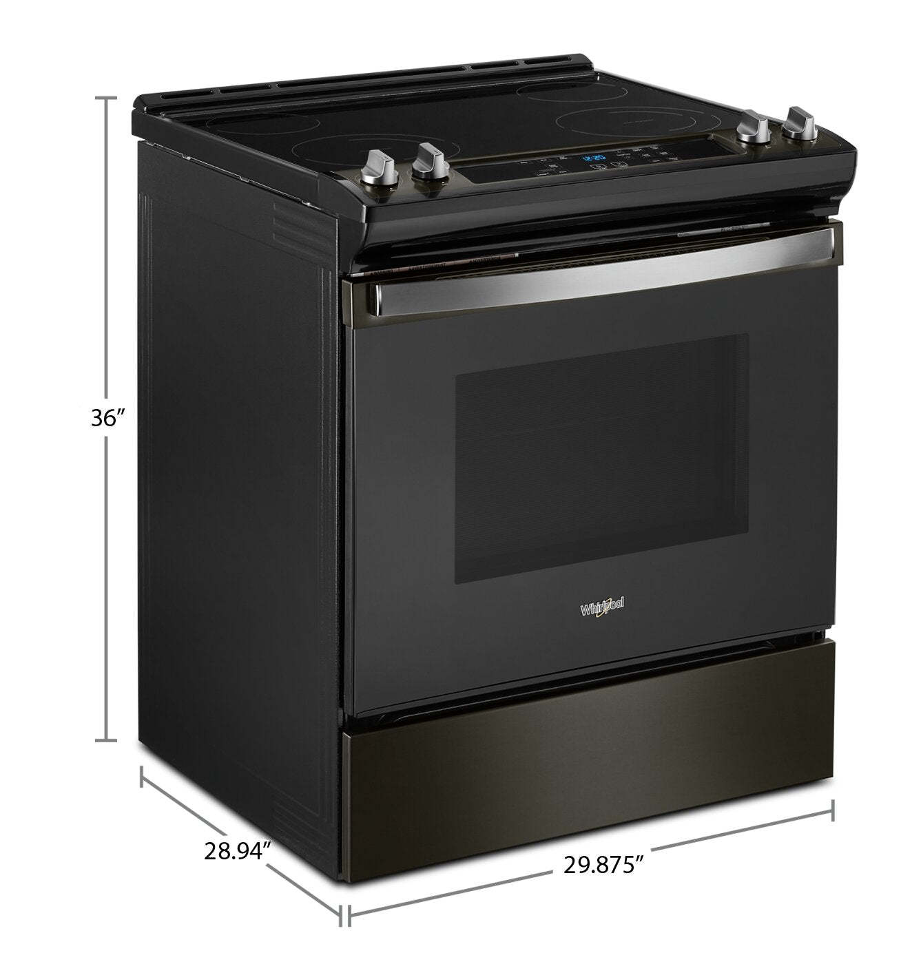 Cuisinière électrique Whirlpool de 4,8 pi³ avec nettoyage automatique - acier inoxydable noir - YWEE515S0LV