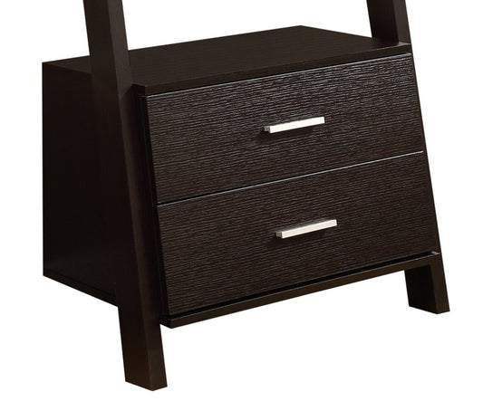 Bibliothèque échelle Ronan 25,5 avec étagères ouvertes et 2 tiroirs - Espresso |Bibliothèque échelle Ronan de 25,5 po à tablettes ouvertes et 2 tiroirs - espresso