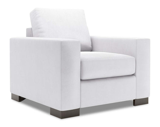 Fauteuil Track de Sofa Lab personnalisable de 38 po fabriqué au Canada en tissu d’apparence lin avec accoudoirs rectilignes - blanc Pax Ice | TR303449
