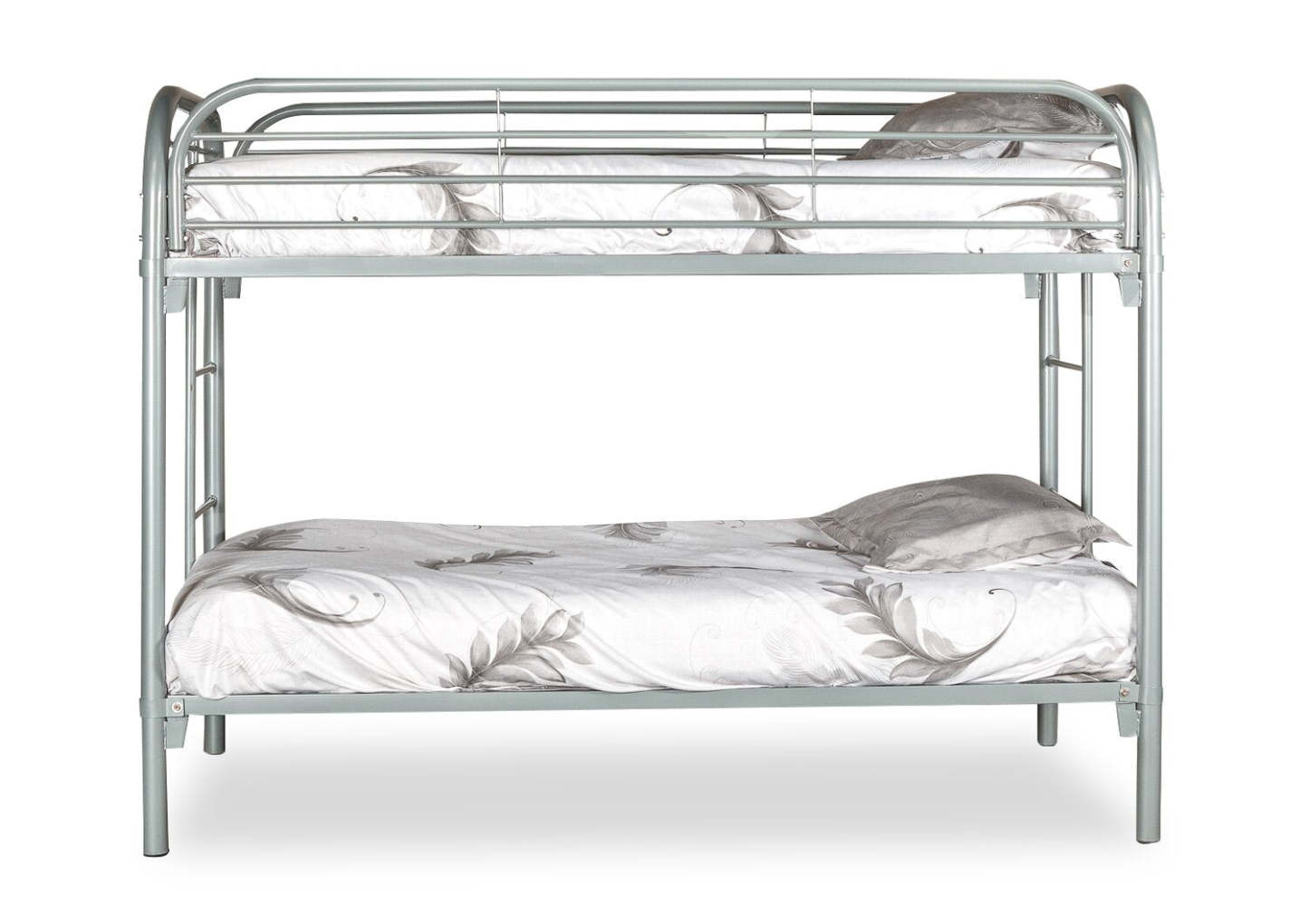 Lit superposé Logan avec échelles et garde-corps pour enfants, métal gris - simple/jumeau | Lits superposés Logan pour enfants avec échelles et garde-corps, métal gris - simple et simple