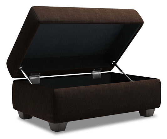 Fabriqué au Canada Pouf de rangement personnalisable The Trunk 39 en tissu de chenille - Brun chocolat de luxe | Pouf de rangement The Trunk de Sofa Lab de 39 po fabriqué au Canada en tissu de chenille - brun chocolat de luxe | TRUN3293