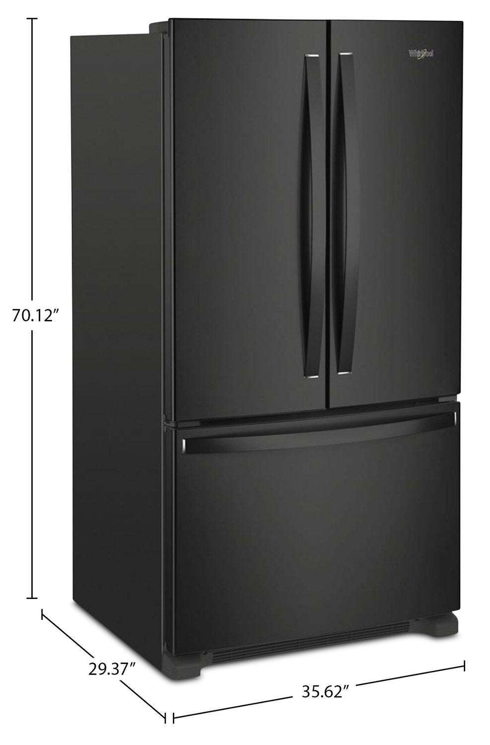 Whirlpool 36 20 pi3 Réfrigérateur de profondeur comptoir à portes françaises - noir - WRFC2036RB | Réfrigérateur Whirlpool de 20 pi3 et de 36 po de profondeur comptoir à portes françaises - noir - WRFC2036RB | WRFC20RB