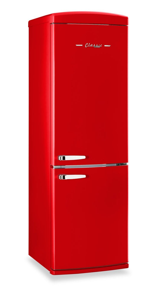Réfrigérateur Classic Rétro par Unique de 24 po et de 12 pi3 à congélateur inférieur - pomme rouge bonbon - UGP-340L AC R | UGP340LR