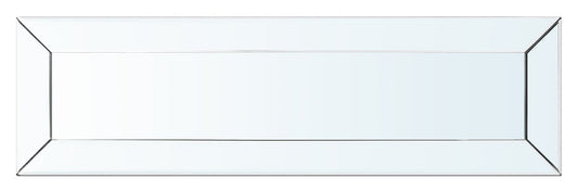 Berni 47.4 Glam Mirror & Glass Top Sofa Table with Shelf - Silver Metal with Diamond Look Legs|Table de salon somptueuse Berni de 47,4 po avec dessus en miroir et en verre et tablette - métal argenté avec pattes à apparence de diamant