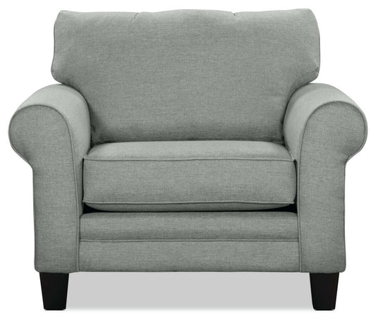 Made in Canada Tula 42 Fabric Chair with Rolled Arms - Mist Grey | Fauteuil Tula de 42 po fabriqué au Canada en tissu avec accoudoirs enroulés - gris brume