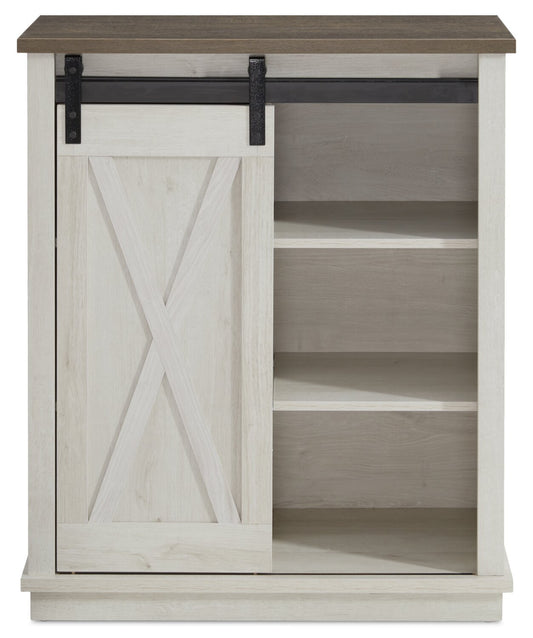 Armoire d'appoint Bristow 31" avec tablettes et porte de grange coulissante - Chêne blanc | Armoire décorative Bristow de 31 po avec tablettes et porte de grange coulissante - chêne blanc | BRIWHACC