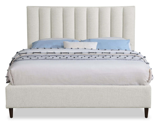 Kort & Co. Lit plateforme rembourré Rain en tissu taupe, capitonné - Pleine grandeur | Lit plateforme rembourré Rain de Kort & Co. en tissu taupe capitonné - format lit double