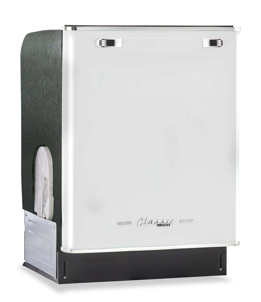 Lave-vaisselle Classic Rétro par Unique de 24 po et de 45 dBA avec commandes sur le dessus - blanc guimauve - UGP-24CR DW W | U24CRDWW