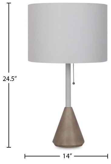 Kort & Co. Freya 24,5 Lampe de table en métal blanc et grain de bois | Lampe de table Freya de Kort & Co. de 24,5 po en métal, blanche et grain de bois