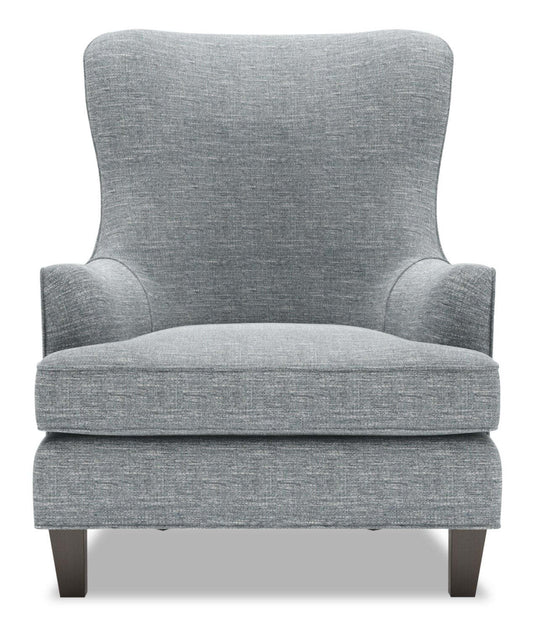 Fauteuil d’appoint à oreilles personnalisable Sofa Lab de 32 po fabriqué au Canada en tissu d’apparence lin - gris Luna Pewter | WING2291