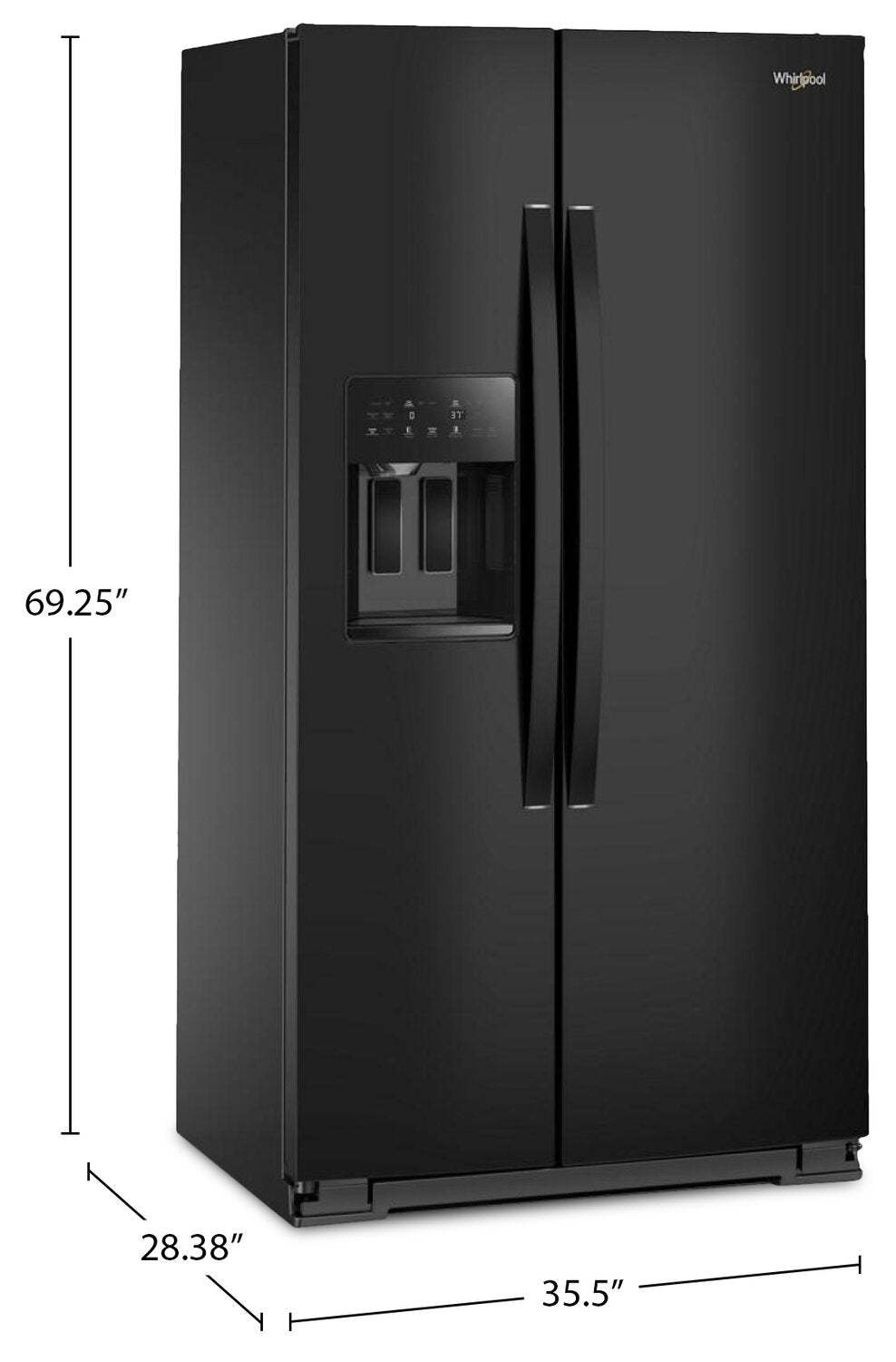 Réfrigérateur Whirlpool de 36 po et de 21 pi³ à compartiments juxtaposés - noir - WRSC5536RB | Whirlpool 36 21 Cu. Ft. Side-by-Side Refrigerator - Black - WRSC5536RB
