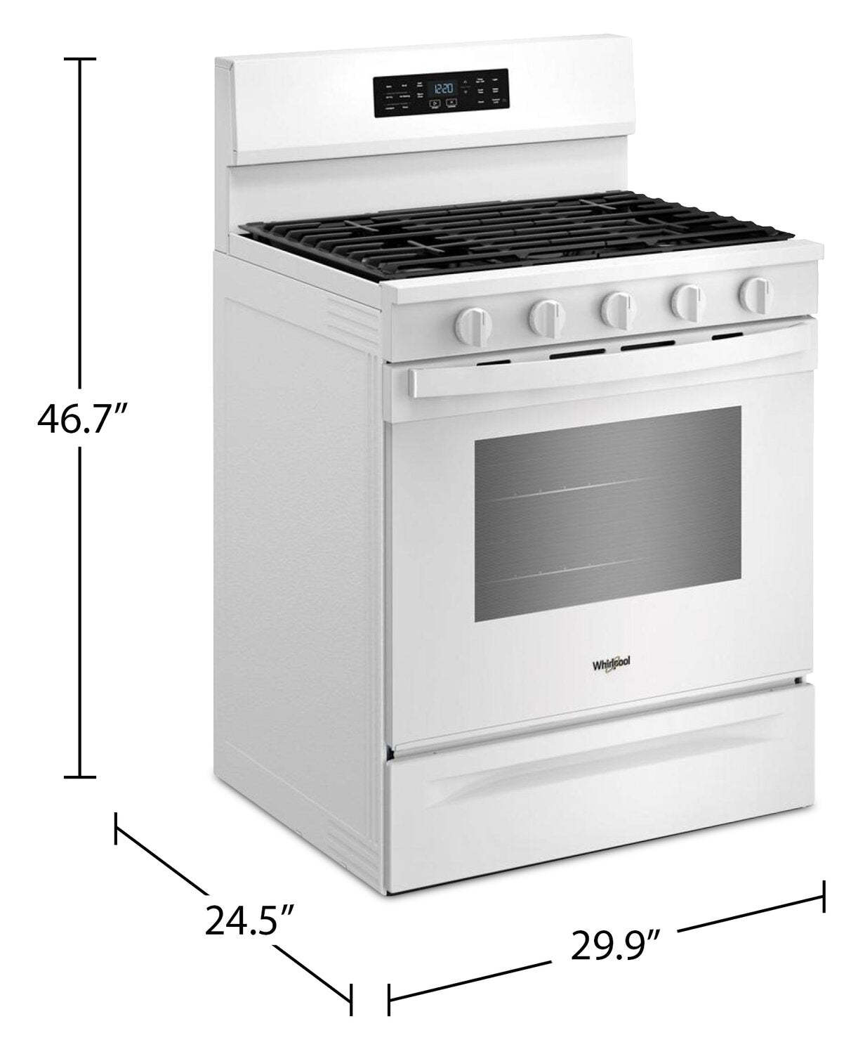 Cuisinière à gaz Whirlpool de 5,0 pi3 avec cuisson à air – blanche - WFGS5730SW