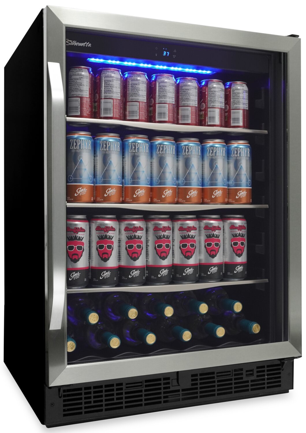 Silhouette Riccotta 23.8 5.7 Cu. Ft. Single-Door Beverage Centre - Stainless Steel - SBC057D1BSS | Refroidisseur à boissons Riccotta de Silhouette de 5,7 pi³ et de 23,8 po à 1 porte - acier inoxydable…