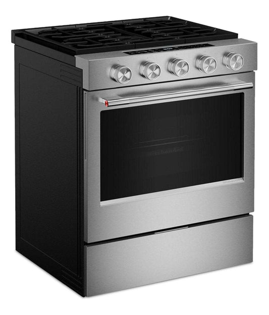 Cuisinière à gaz encastrée KitchenAid de 30 po et de 5,0 pi³ - acier inoxydable résistant aux traces de doigts - KSGS530SPS