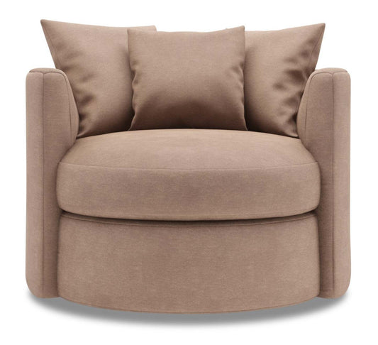 Fauteuil d'appoint pivotant Nest de Sofa Lab de 41 po fabriqué au Canada en tissu d'apparence lin - brun Pax Wicker | NID3349