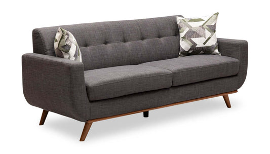 Sofa Freeman de Kort & Co. de 80 po de format condo en tissu d’apparence lin avec base et pattes en bois - gris anthracite