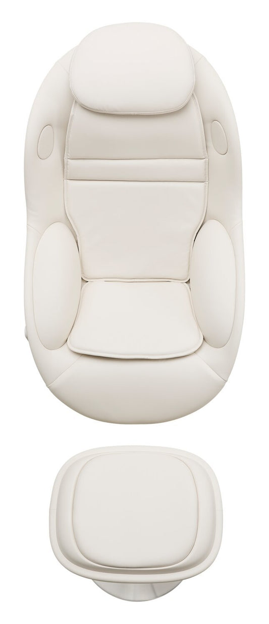 Fauteuil de massage inclinable LG de 29,6 po en tissu d'apparence cuir avec pouf assorti - beige