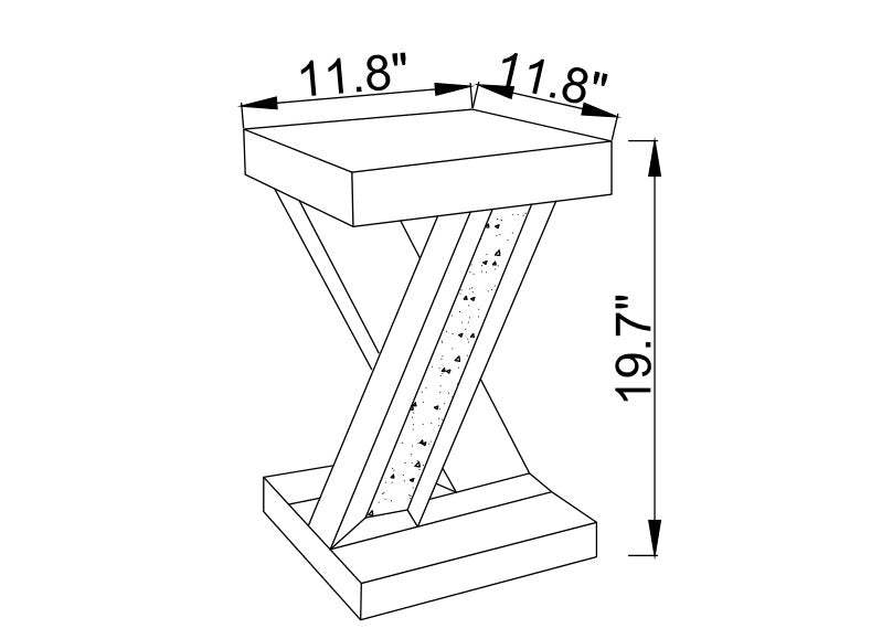 Table d'appoint Lydia 12 avec miroir et cristaux - Argent | Table d'appoint Lydia de 12 po en miroir avec cristaux - argentée