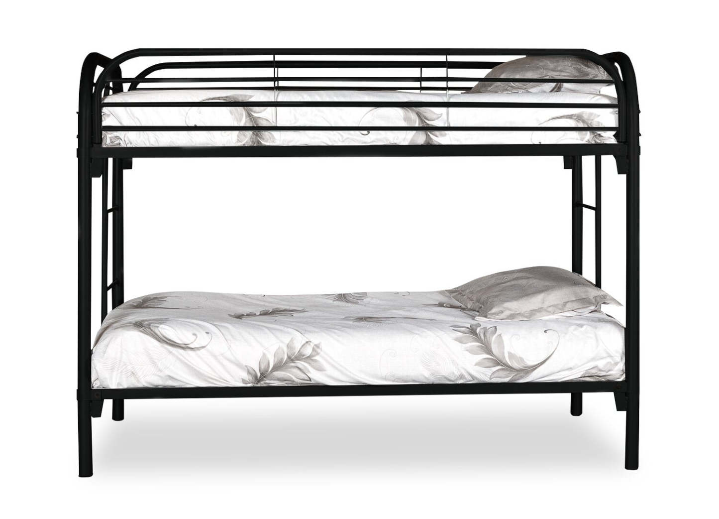 Lit superposé Logan avec échelles et garde-corps pour enfants, métal noir - simple/jumeau | Lits superposés Logan pour enfants avec échelles et garde-corps, métal noir - simple et simple