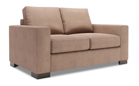 Fabriquée au Canada Causeuse personnalisable Track de Sofa Lab de 62 po en tissu d’apparence lin avec accoudoirs rectilignes - brun Pax Wicker | TR203349