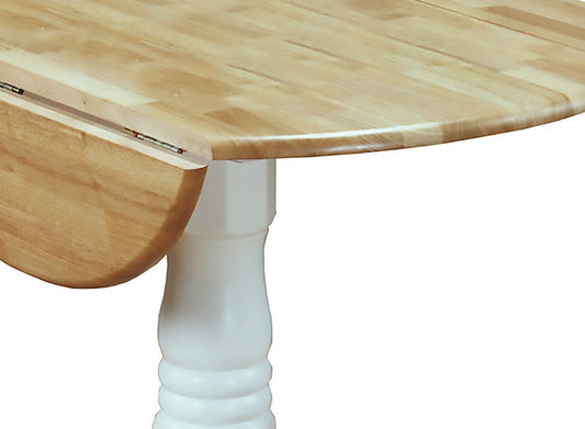 Table de salle à manger à abattants Hana, bois, base sur pied, 40 W - bicolore blanc et naturel | Table de salle à manger Hana de 40 po (L) à abattant, en bois et avec base piédestal - deux teintes, blanc et naturel