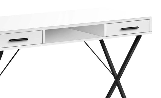 Bureau Rowan 42 avec 2 tiroirs et compartiment ouvert - Blanc|Bureau Rowan de 42 po à 2 tiroirs et compartiment ouvert - blanc