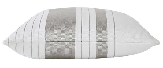 Coussin décoratif rayé intérieur/extérieur – Blanc et gris | Coussin décoratif rayé pour l'intérieur et l'extérieur - blanc et gris | LX1026DP