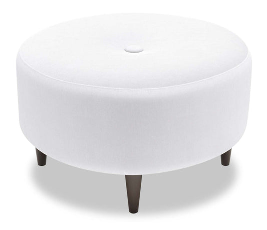 Pouf The Curve 31 de Sofa Lab, fabriqué au Canada, en tissu aspect lin - Pax Ice White | CURV3449