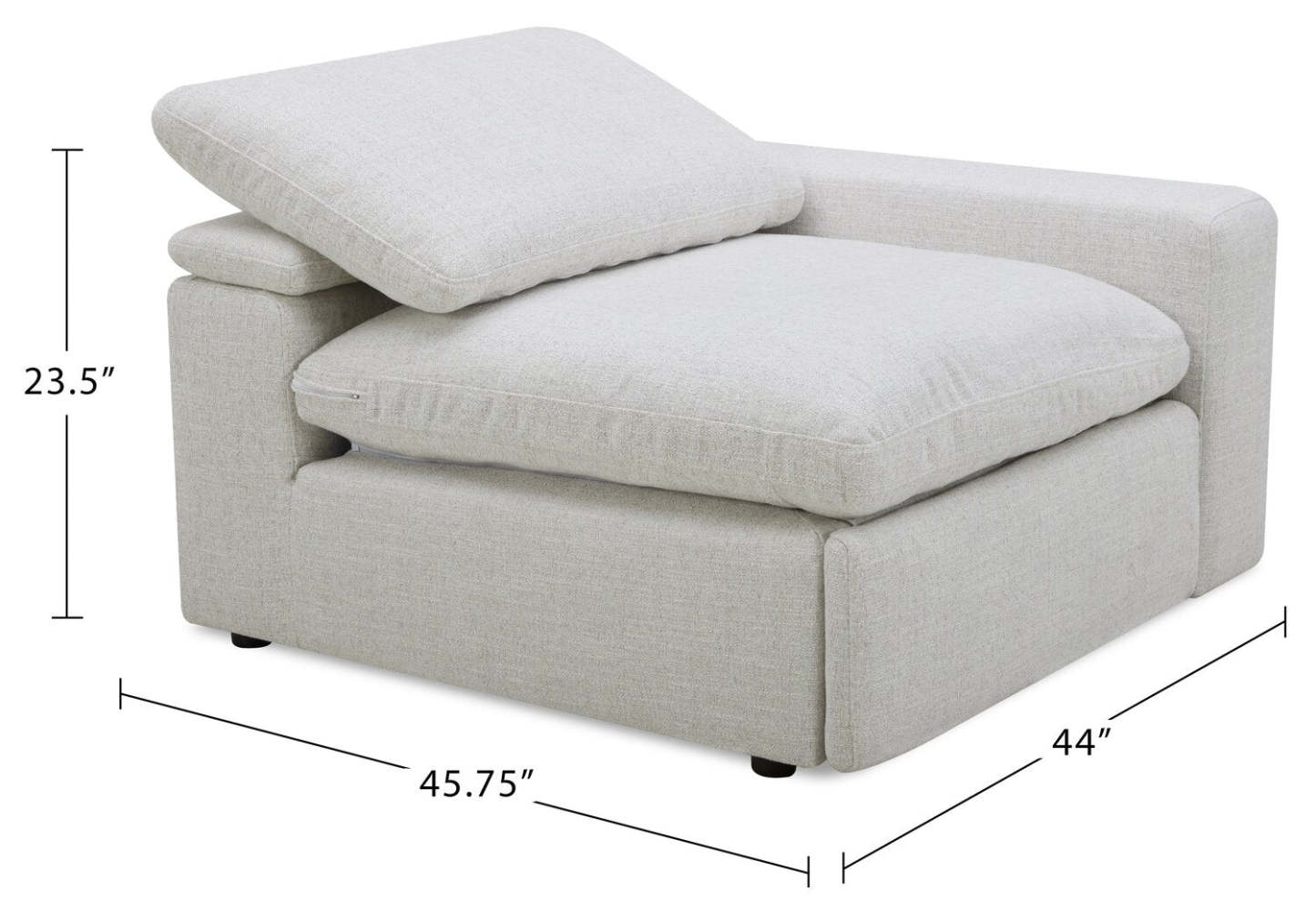 Fauteuil de droite à inclinaison électrique modulaire Sky de 45,75 po en tissu avec coussins en couette et plumes - blé Nathan