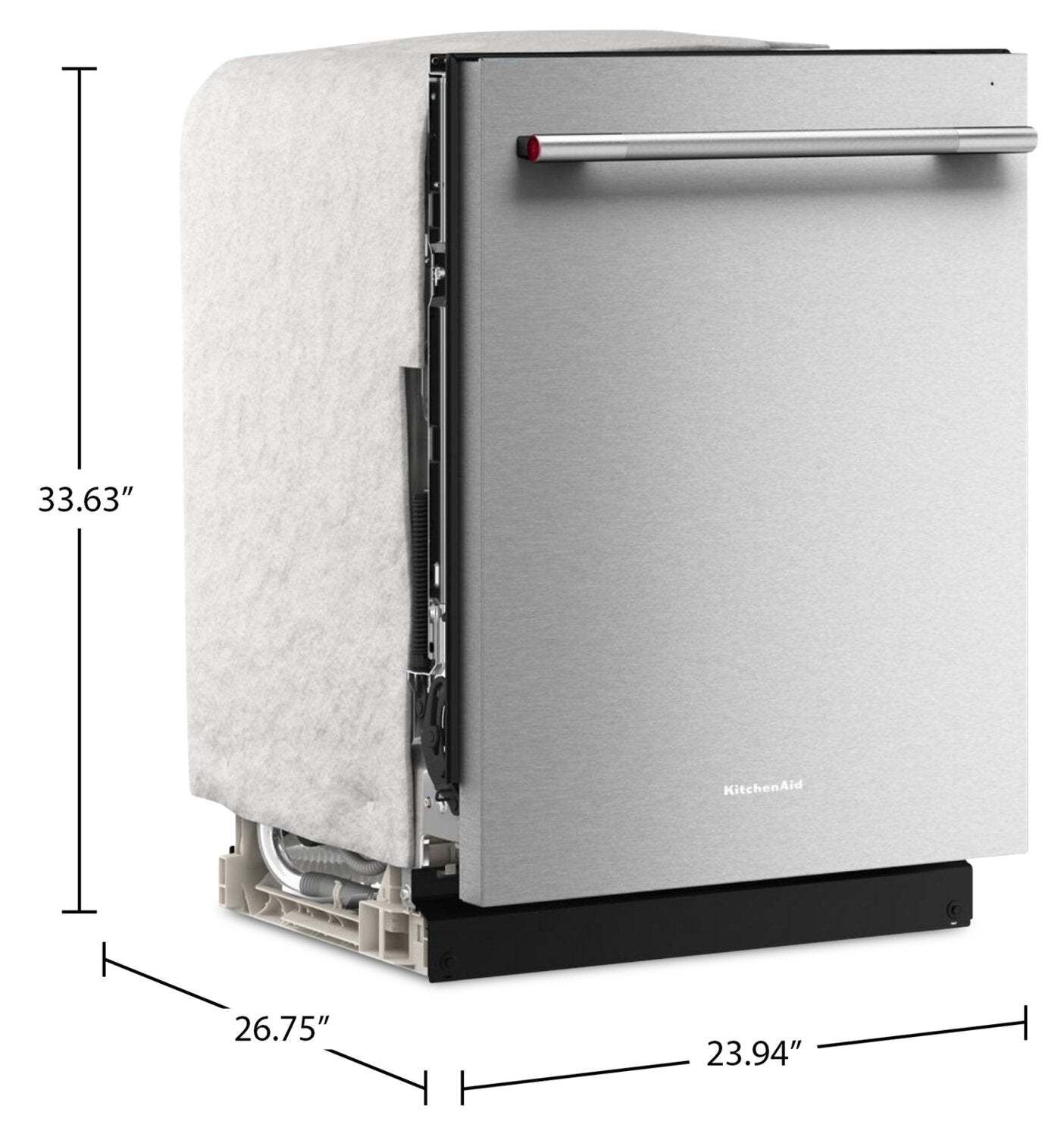 Lave-vaisselle KitchenAid de 24 po et de 44 dBA avec troisième panier 360° Max JetsMC - acier inoxydable PrintShieldMC - KDTS424SPS