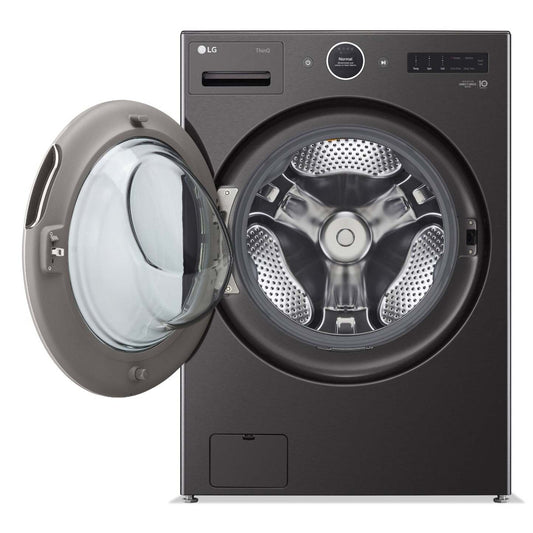 Laveuse à la vapeur intelligente haute efficacité LG à chargement frontal de 5,8 pi³ - acier noir - empilable - WM6700HBA | LG 5.8 Cu. Ft. Smart Front-Load High-Efficiency Steam Washer - Black Steel - Stackable - WM6700HBA