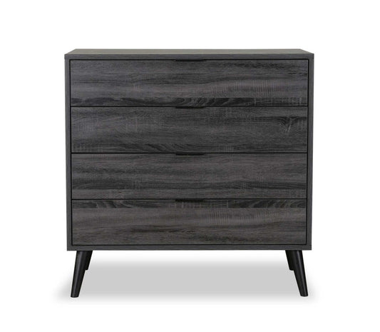 Nash Bedroom Chest of Drawers, 4-Drawer, 35.4W x 35.5H, Modern Mid-Century - Dark Grey | Commode verticale moderne du milieu du 20e siècle Nash de 35,4 po (L) x 35,5 po (H) à 4 tiroirs pour la chambre à coucher - gris foncé