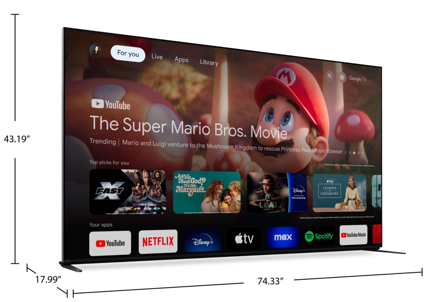 SONY 85 Bravia 9 QLED Mini-LED 4K UHD Smart Google TV (K85XR90) - Modèle 2024 | Téléviseur intelligent QLED Mini DEL SONY Bravia 9 UHD 4K de 85 po avec Google TVMC (K85XR90) - modèle 2024