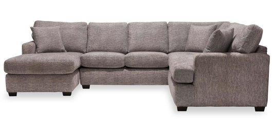 Sofa sectionnel de gauche Luxe 3 pièces fabriqué au Canada en tissu avec coussins amovibles - gris colombe Zaftig