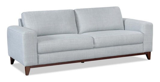 Sofa River de 87 po en tissu d’apparence lin avec base et pattes en bois - gris