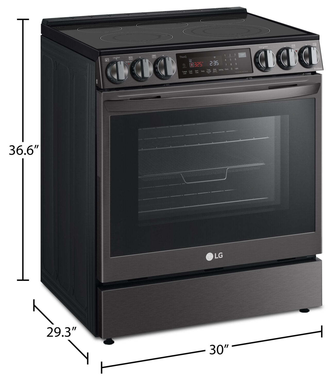 Cuisinière électrique intelligente LG de 6,3 pi³ avec friture à air et convection ProBake Convection® - Résistant aux taches noir en acier inoxydable…