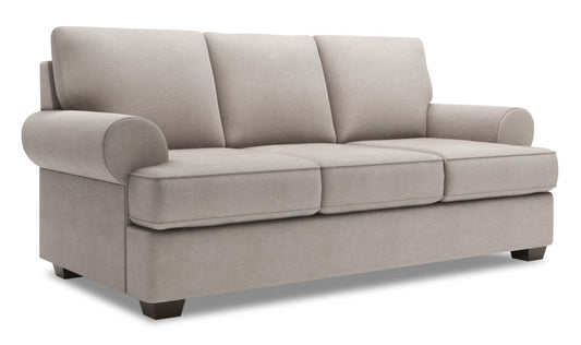 Fabriqué au Canada Canapé Personnalisable Roll 86 Canapé en Tissu d'Aspect Lin avec Accoudoirs Roulés - Gris Pax Slate | Canapé Roll de Sofa Lab de 86 po fabriqué au Canada en tissu d’apparence lin avec accoudoirs enroulés - gris Pax Slate | RO103049