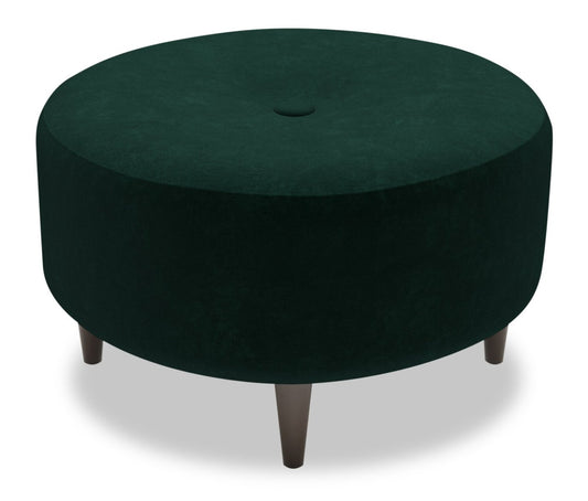 Pouf The Curve 31 en velours vert chasseur | Fabriqué au Canada | CURV3488