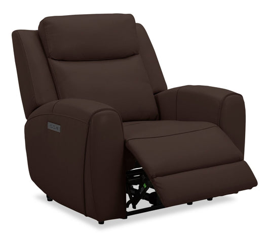 Fauteuil à inclinaison électrique Reign de 41,25 po en cuir véritable de qualité supérieure avec port USB - brun chocolat Silverado