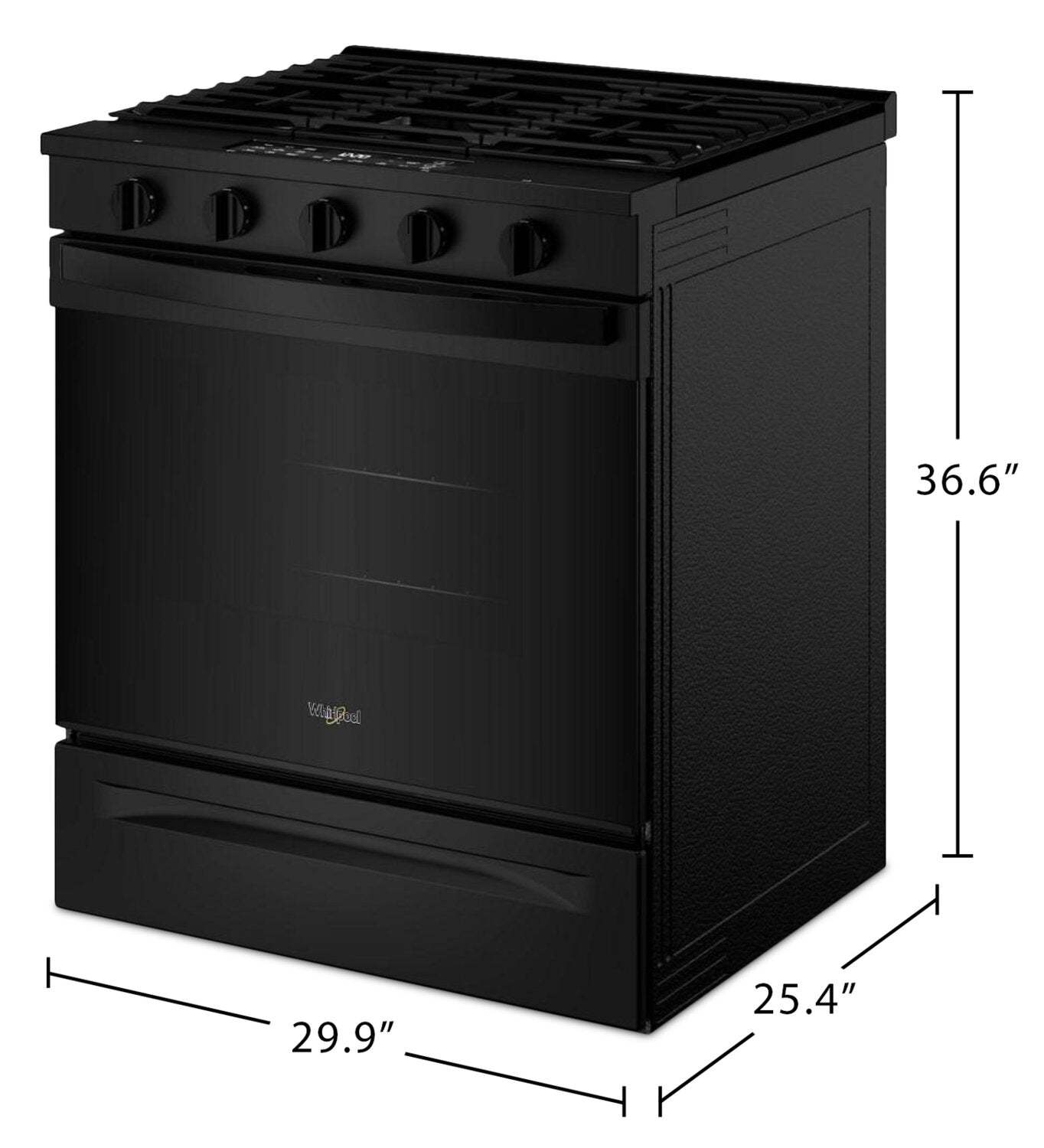 Cuisinière à gaz Whirlpool de 5 pi³ et de 30 po avec cuisson à air - noire - WSGS5030SB | Whirlpool 30 5 Cu. Ft. Gas Range with Air Cooking - Black - WSGS5030SB