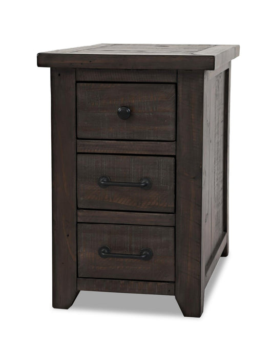 Morgan 16 Rustic Powered Chairside Table with Storage - Dark Brown with Reclaimed Wood|Table de fauteuil rustique Morgan de 16 po avec rangement - brun foncé avec bois recyclé