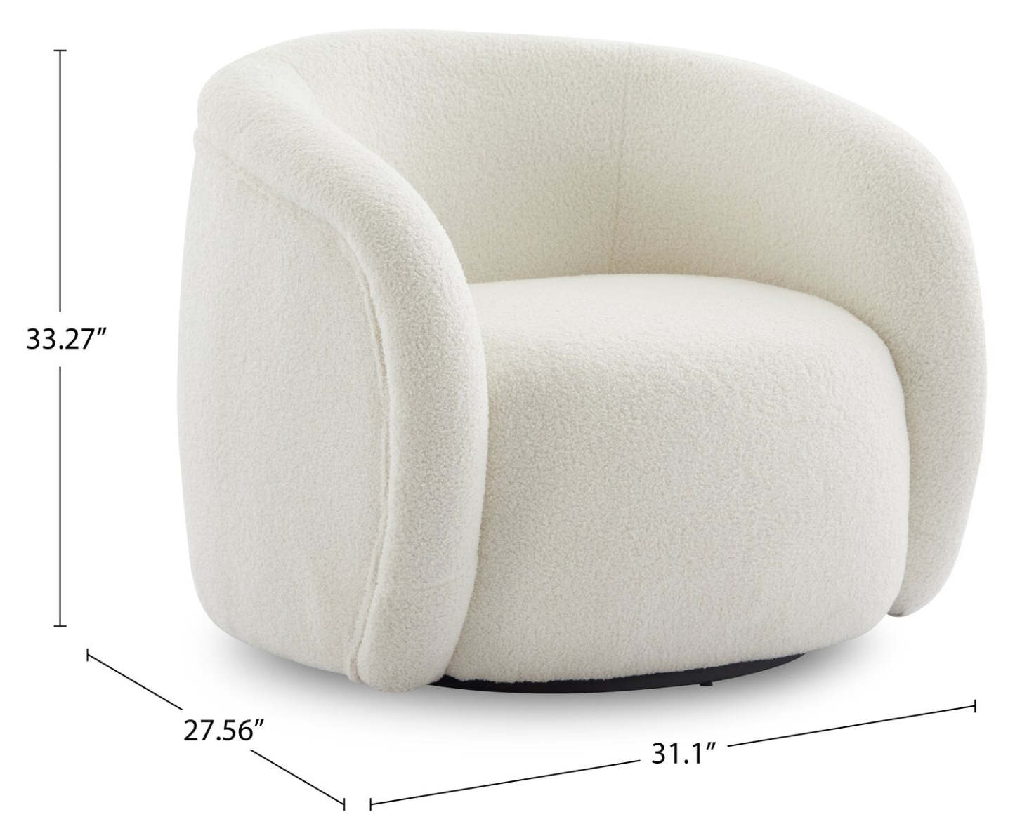 Fauteuil d'appoint courbé en tissu Sherpa Solo 31.1 - Crème glacée | Fauteuil d'appoint courbé Solo de 31,1 po en tissu sherpa - crème glacée