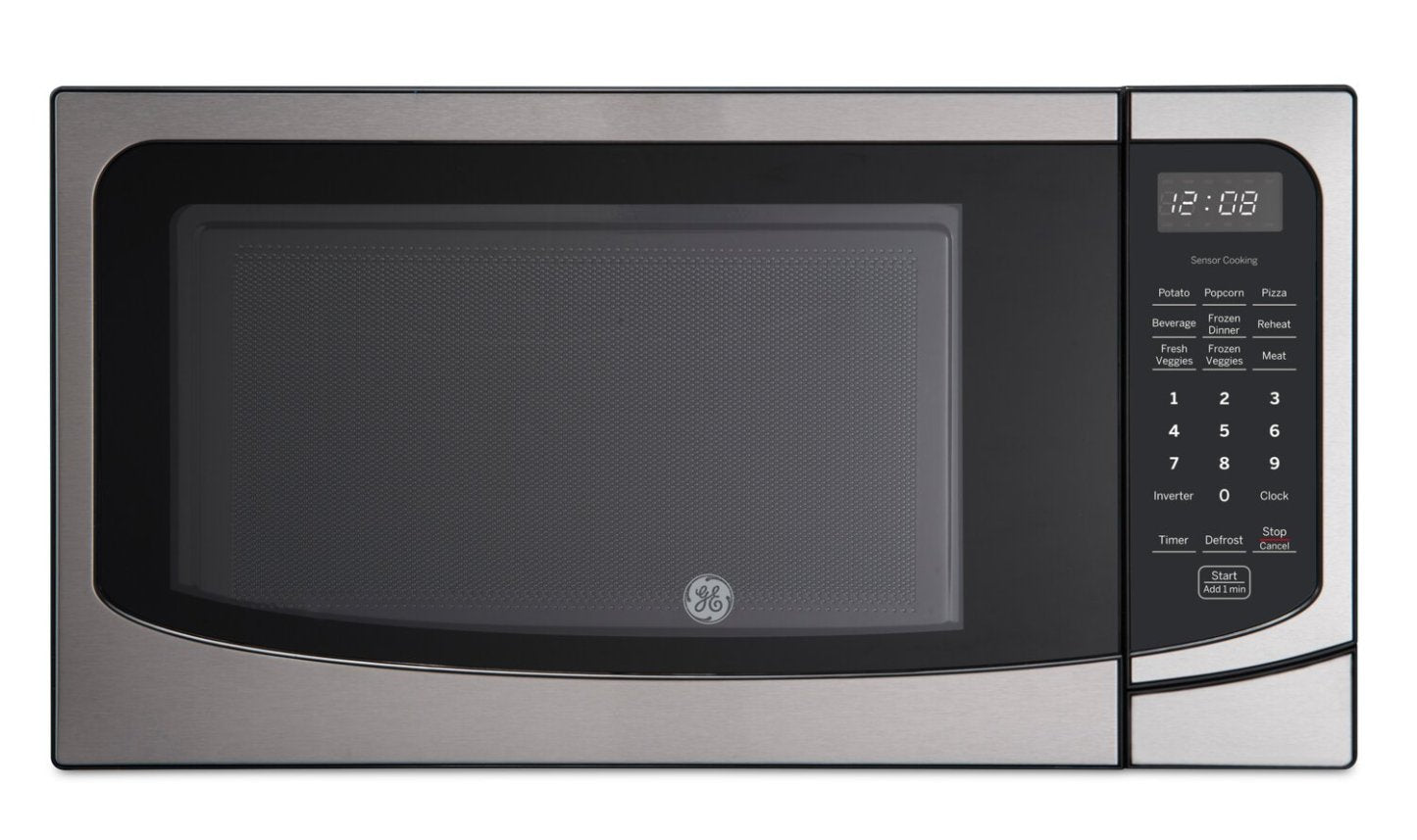 GE 1.6 Cu. Ft. Countertop Microwave with Programmable Defrost and One Minute +Pad - Stainless - JEB2… | Four à micro-ondes de comptoir GE de 1,6 pi³ avec décongélation programmable et touche pour ajouter …